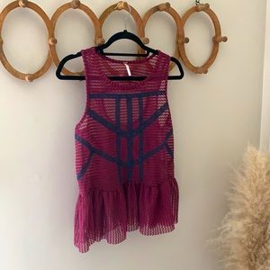 Free people pink and purple peplum tank top